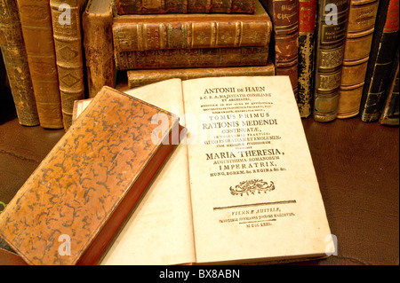 Bücher in Altem Ledereinband; Bücher in alte Bindung Stockfoto