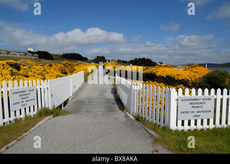 Eintritt in die Regierung Haus Residenz, Port Stanley, Falkland-Inseln Stockfoto