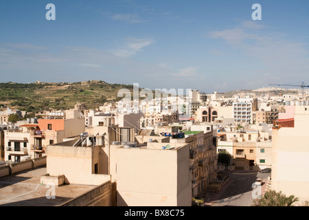 WSW Blick über Stadt von Qawra vom Hotel Sunflower, Qawra, Malta Stockfoto