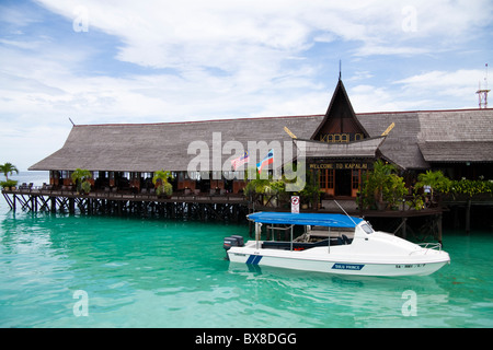 Wasser-Bungalows, Sipadan Kapalai Dive & Holiday resort, Ligitan Riffe, Borneo, Malaysia Stockfoto