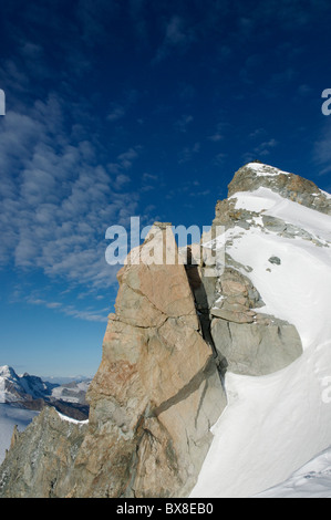 Der obere Teil des Holaubgrat auf das Allalinhorn, Schweiz Stockfoto