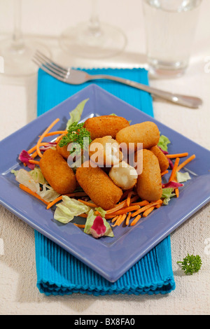 Kartoffel und Ziege Käse Kroketten.  Rezept zur Verfügung. Stockfoto