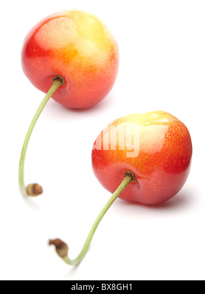 Frische Kirschfrucht auf weiß Stockfoto