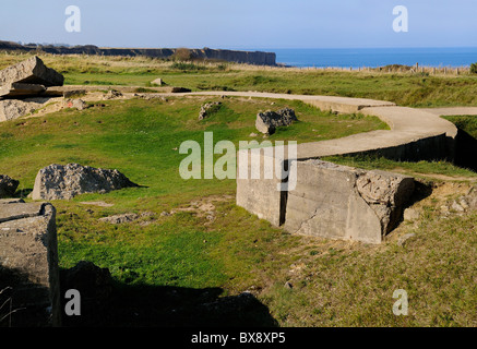 Pointe du Hoc, eines der berühmtesten Wahrzeichen des d-Day am 6. Juni 1944, Calvados, Frankreich Stockfoto