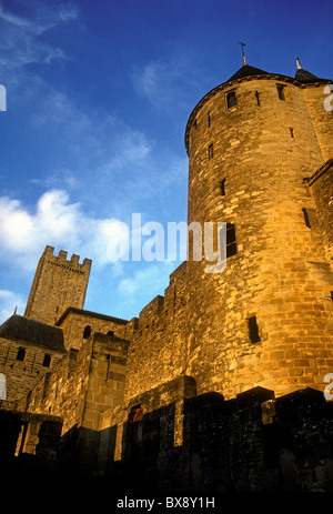 Count's Castle, Schloss Comtal, militärische Festung, Katharer, albigenser Kriege, Kreuzzüge, La Cite, Stadt Carcassonne, Languedoc-Roussillon, Frankreich Stockfoto