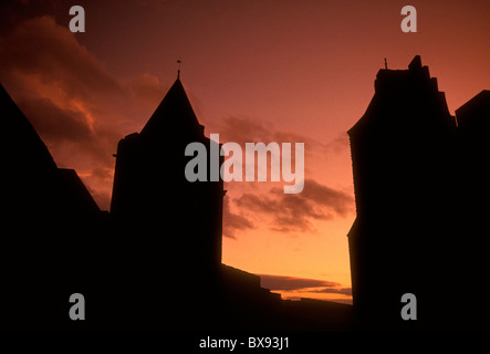 feudalen Festung, Zitadelle, Stadtmauer, Militärfestung, Katharer Kriege, Albigensian Kreuzzug, La Cite, Carcassonne, Languedoc-Roussillon, Frankreich Stockfoto