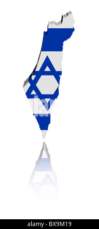 Israel Landkarte Flagge 3d Render mit Reflexion illustration Stockfoto