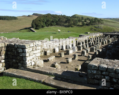 Getreidespeicher, Housesteads Roman Fort, Hadrian's Wall, Northumberland, England, UK. Stockfoto