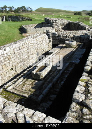 Latrine, Housesteads Roman Fort, Northumberland, England, UK. Stockfoto