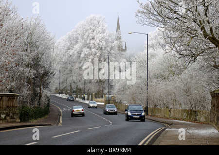 Banbury Road im Winter, Warwick, Warwickshire, England, UK Stockfoto