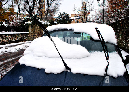 Details in der Stadt für große Schneefall Stockfoto