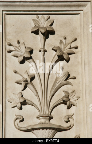 Detail der Schnitzerei an Wand Sant'Antonio da Padova Kirche, Rom Stockfoto