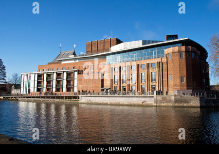 Neue Royal Shakespeare und Swan Theater und Fluß Avon in Stratford-upon-Avon, Warwickshire, England, UK Stockfoto