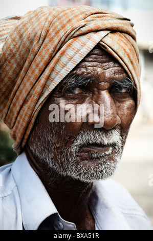 Alten indischen Mann Porträt. Andhra Pradesh, Indien Stockfoto