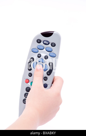 Ein Sky-tv-Fernbedienung auf weißem Hintergrund Stockfoto