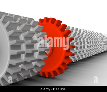 3D Render von Zahnrädern. Anderes Konzept. Business-Metapher. Stockfoto