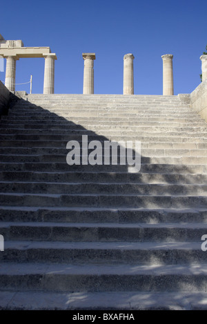 Die Akropolis in Lindos, Rhodos, Dodekanes, Griechenland Stockfoto