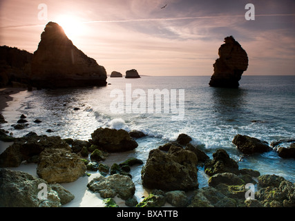 Felsen am Praia da Marinha, Armacao de Pera, Portugal Stockfoto