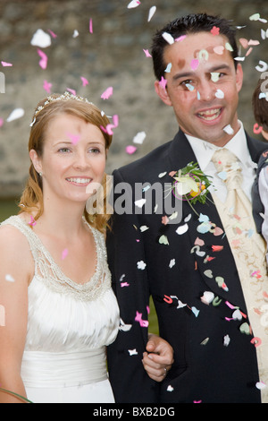 Braut und Bräutigam Schüsse aus einer spanischen Hochzeit. Schöne Serie von Fotos von wichtigen Momenten. Stockfoto