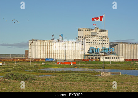 Getreidesilo in Churchill, Manitoba, Kanada Stockfoto