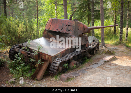 Gedenkstein für den Winterkrieg (1939-40) zwischen Finnen und Sovietics, Suomussalmi, Finnland Stockfoto