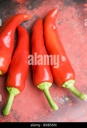 Frische rote Chilischoten, close-up Stockfoto