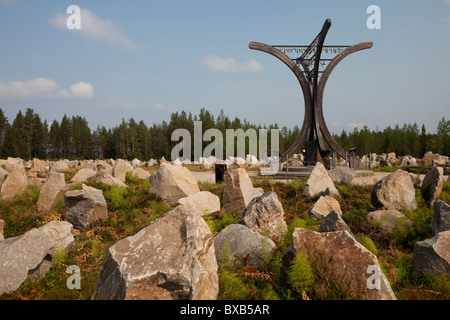 Gedenkstein für den Winterkrieg (1939-40) zwischen Finnen und Sovietics, Suomussalmi, Finnland Stockfoto