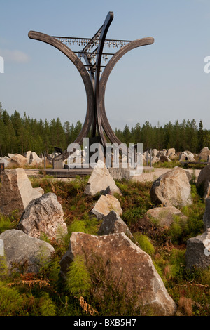 Gedenkstein für den Winterkrieg (1939-40) zwischen Finnen und Sovietics, Suomussalmi, Finnland Stockfoto