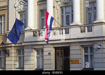 Eingang, kroatische Parlamentsgebäude, Zagreb, Kroatien Stockfoto