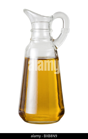 Oliven-Öl-Menage isoliert auf einem weißen Hintergrund. Stockfoto