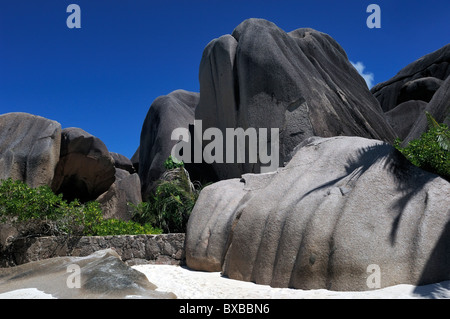 Anse Source d ' Argent wunderbaren Strand (Teil der Domaine de l ' Union), im Südwesten von La Digue Island, Seychellen Stockfoto