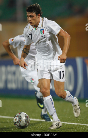 Mattia Mustacchio Italiens in Aktion während einer FIFA U-20 World Cup Runde von 16 Spiel gegen Spanien 5. Oktober 2009. Stockfoto