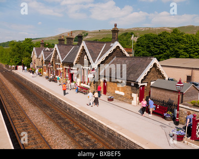 Niederlassen Sie Bahnhof auf der Settle Carlisle Eisenbahnlinie. Yorkshire Dales Stockfoto