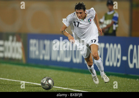 Mattia Mustacchio Italiens in Aktion während einer FIFA U-20 World Cup Runde von 16 Spiel gegen Spanien 5. Oktober 2009. Stockfoto