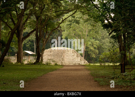 Maya-Straße oder sacbeob führt zu den Ruinen von Copán, Honduras. Copan ist ein UNESCO-Weltkulturerbe. Stockfoto