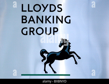 Logo auf das Hauptquartier der nationalen Lloyds Banking Group in London, England, Vereinigtes Königreich, Europa Stockfoto