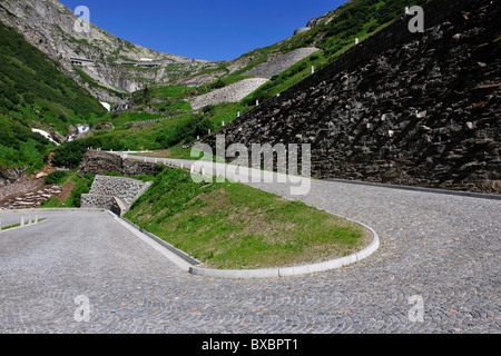 Alten Gotthard-Passstrasse, Tremola, Kanton Tessin, Schweiz, Europa Stockfoto