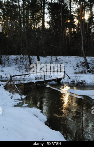 Winterlandschaft am Abend, Ukraine, Osteuropa Stockfoto