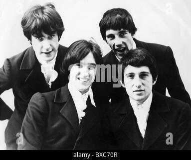 Kinks, Die britische Musikband, Mitglieder: Peter Quaife, Dave Davis, Mick Avory, Ray Davies, Mitte der 1960er Jahre, Stockfoto