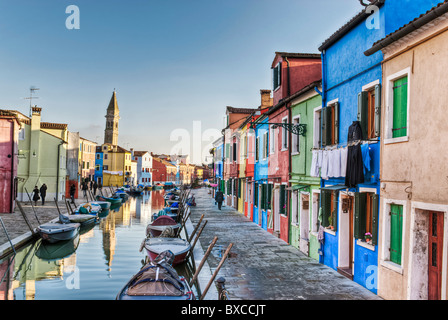 Kanäle von Burano, Veneto, Italien, Europa Stockfoto