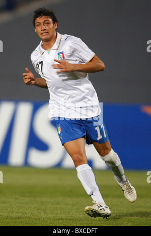 Mattia Mustacchio Italiens in Aktion während einer Fußball-FIFA U-20 World Cup Spiel gegen Trinidad und Tobago 28. September 2009. Stockfoto