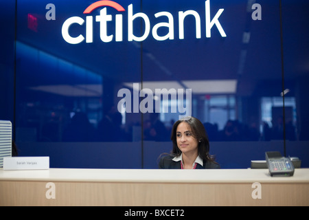 Teller-Stationen in die Citibank neue Flaggschiff High-Tech-Niederlassung in der Nähe des Union Square von New York Stockfoto