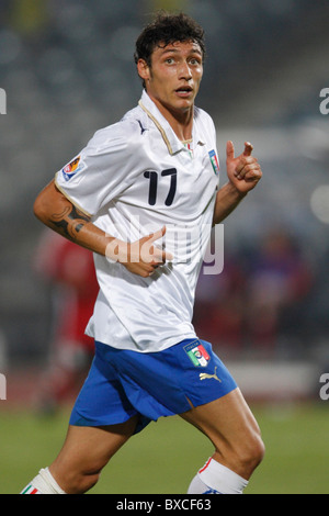 Mattia Mustacchio Italiens in Aktion während einer Fußball-FIFA U-20 World Cup Spiel gegen Trinidad und Tobago 28. September 2009. Stockfoto