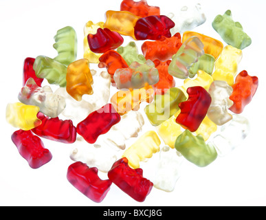 Gummibärchen Aragment als Stack isoliert auf weiss Stockfoto