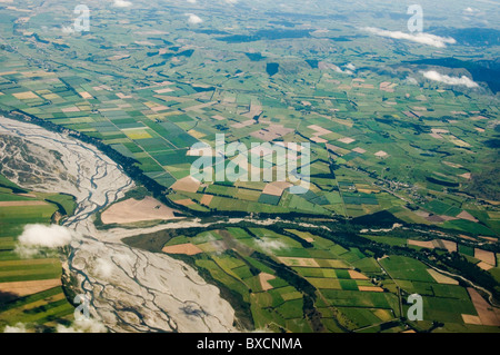 Antenne der Canterbury Plains, Südinsel, Neuseeland Stockfoto