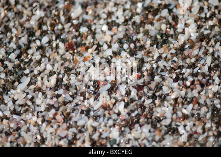 Mehrfarbige nassen Quarz Kieselsteine abgerundet durch Wellenschlag am Strand Stockfoto