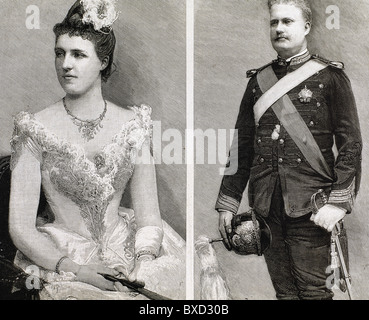 Karl i. von Portugal (1863-1908). König von Portugal und der Algarves (1889 – 1908) und seiner Frau Amelie von Orléans (1865-1951). Stockfoto