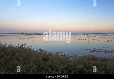 Eine Fläche von Salzwiesen am Blakeney, Norfolk, England, Vereinigtes Königreich, überflutet auf dem Höhepunkt der Springflut. Stockfoto