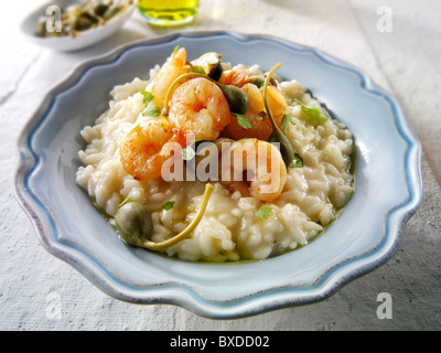 Klassische Risotto mit Garnelen Stockfoto