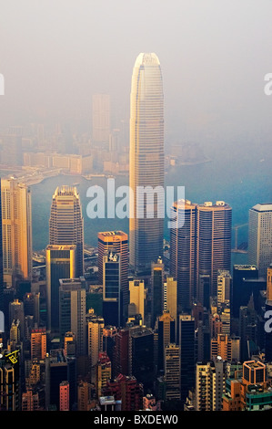 City Skyline der Innenstadt von Hongkong China vom Victoria Peak Stockfoto